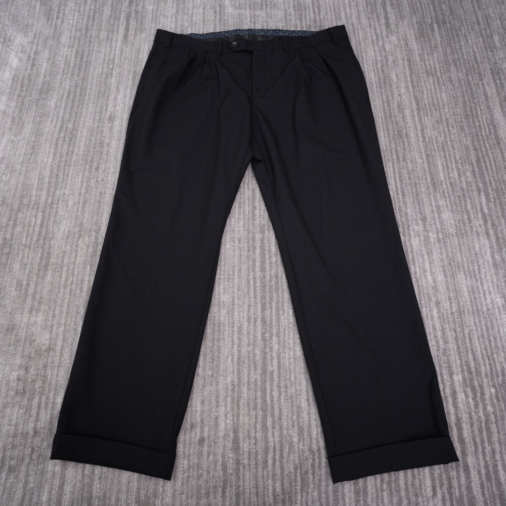 Lauren Ralph Lauren Dress Pants Mens 38x29 Black Pleated Cuffed Stretch